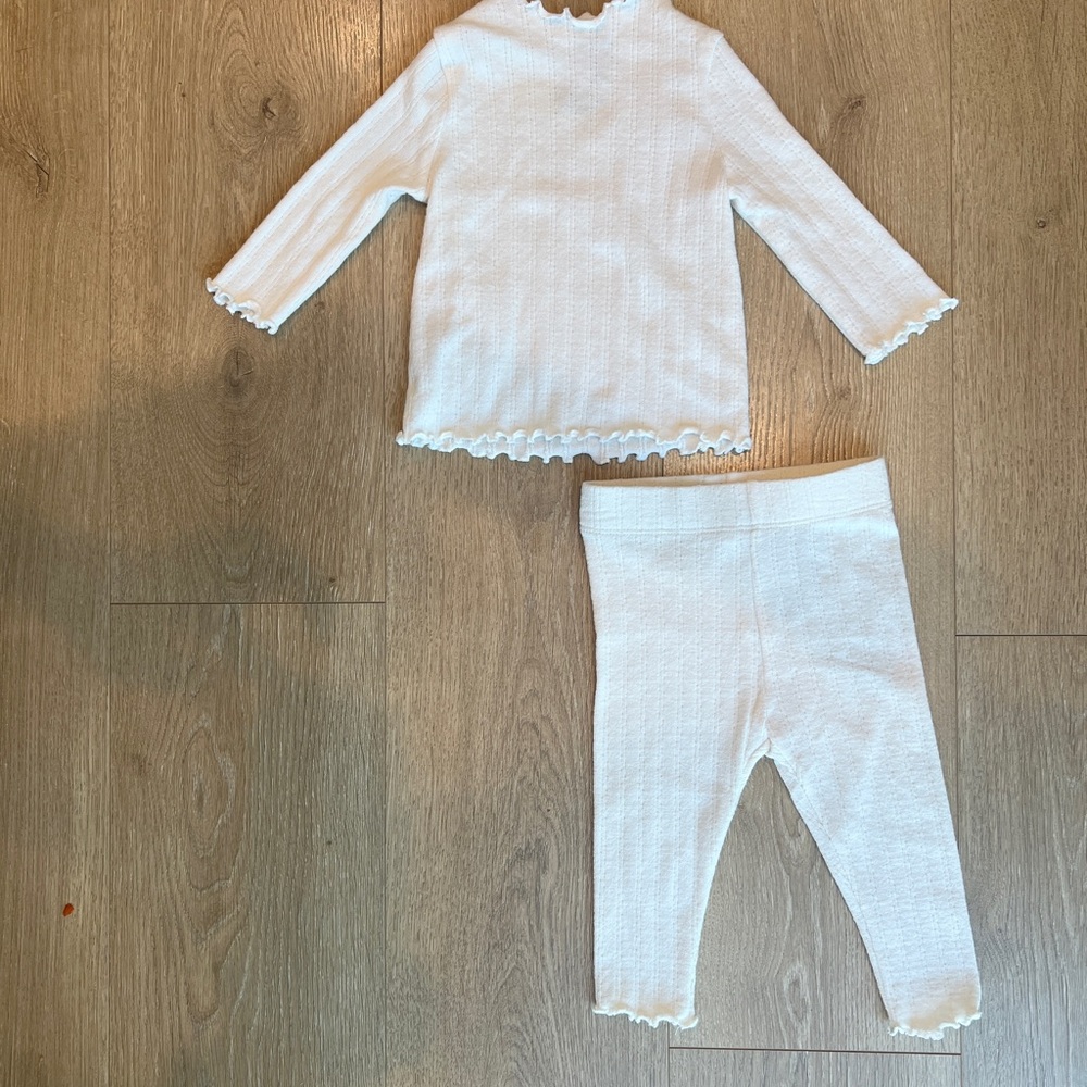 White Knit Baby Outfit